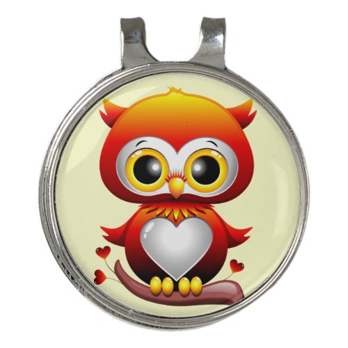 Baby Owl Love Heart Cartoon  Golf Hat Clip