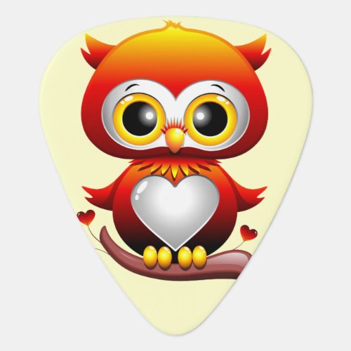 Baby Owl Love Heart Cartoon  Guitar Pick