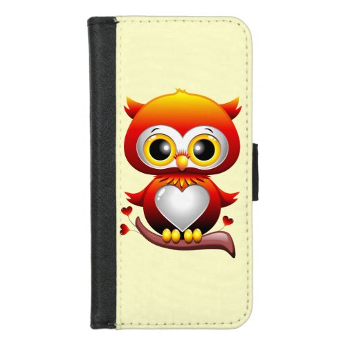 Baby Owl Love Heart Cartoon  iPhone 87 Wallet Case