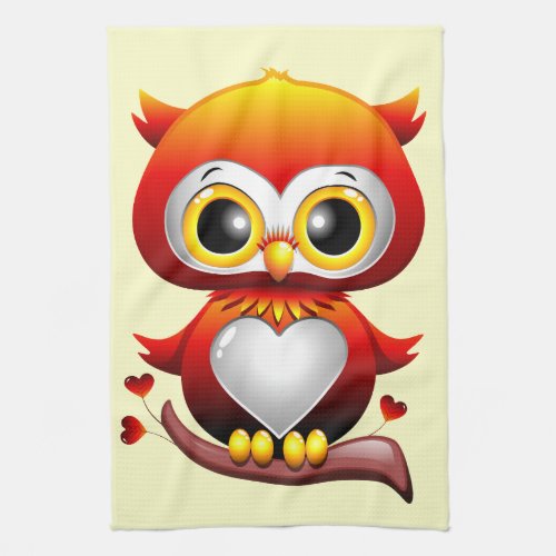 Baby Owl Love Heart Cartoon  Kitchen Towel