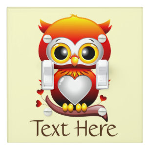 Baby Owl Love Heart Cartoon  Light Switch Cover