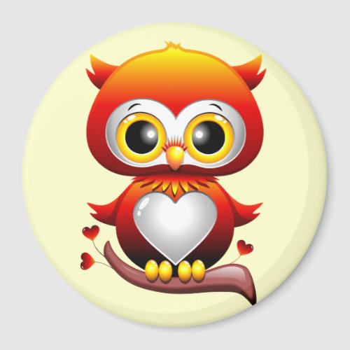 Baby Owl Love Heart Cartoon  Magnet