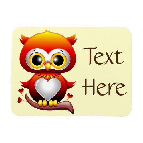 Baby Owl Love Heart Cartoon  Magnet