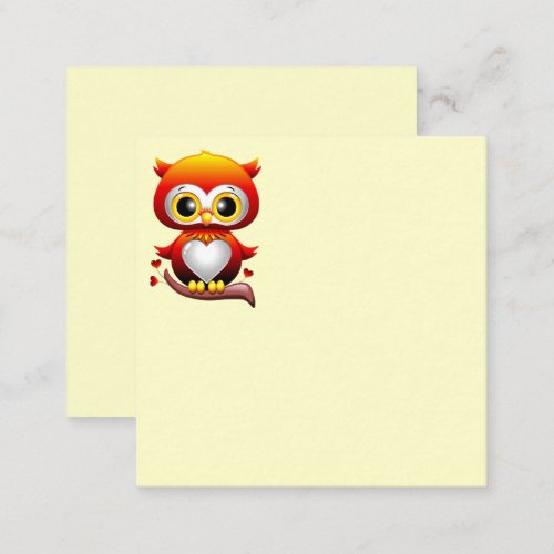 Baby Owl Love Heart Cartoon  Note Card