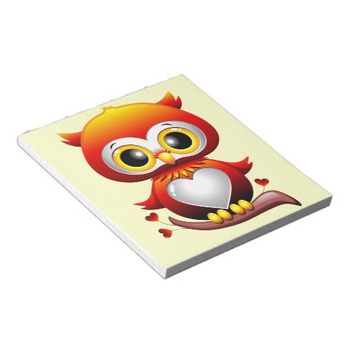 Baby Owl Love Heart Cartoon  Notepad
