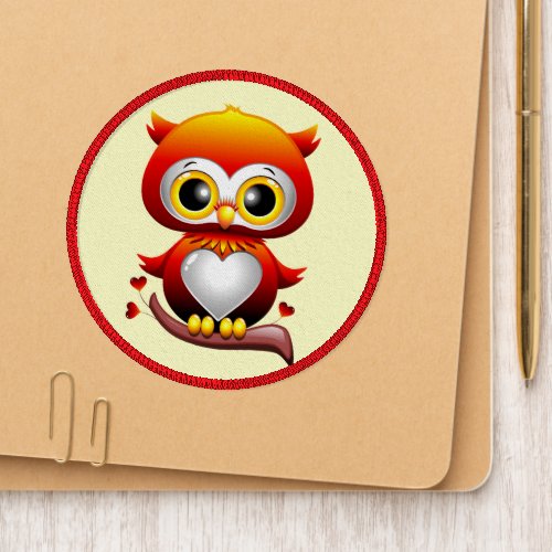 Baby Owl Love Heart Cartoon  Patch