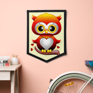 Baby Owl Love Heart Cartoon  Pennant
