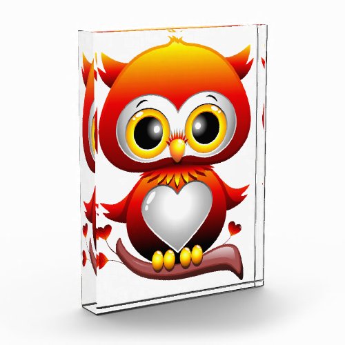 Baby Owl Love Heart Cartoon  Photo Block