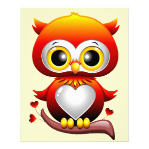 Baby Owl Love Heart Cartoon  Photo Print