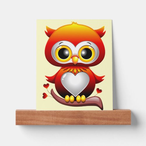 Baby Owl Love Heart Cartoon  Picture Ledge