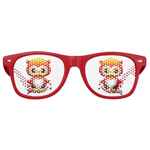 Baby Owl Love Heart Cartoon  Retro Sunglasses