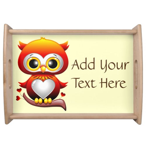 Baby Owl Love Heart Cartoon  Serving Tray