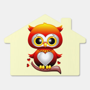 Baby Owl Love Heart Cartoon  Sign