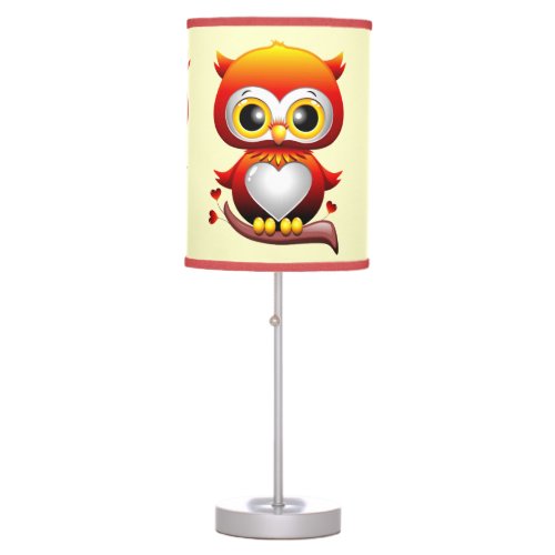 Baby Owl Love Heart Cartoon  Table Lamp