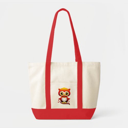 Baby Owl Love Heart Cartoon  Tote Bag