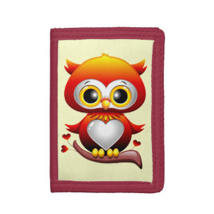 Baby Owl Love Heart Cartoon  Trifold Wallet