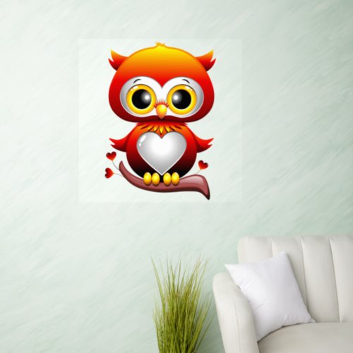 Baby Owl Love Heart Cartoon  Wall Decal