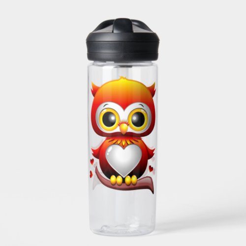 Baby Owl Love Heart Cartoon  Water Bottle