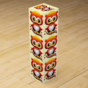 Baby Owl Love Heart Cartoon  Wine Box