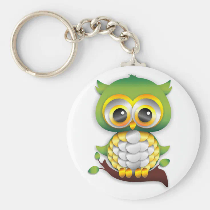 Baby Owl Paper Craft Keychain | Zazzle