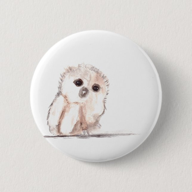 Baby owl small bird pinback button (Front)