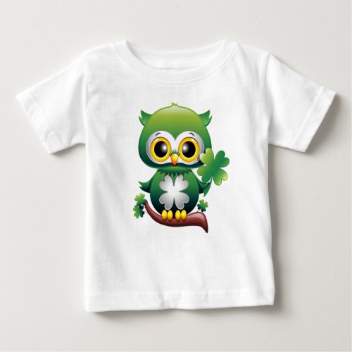 Baby Owl St Patrick Paddy Cartoon Baby Apparel Baby T_Shirt