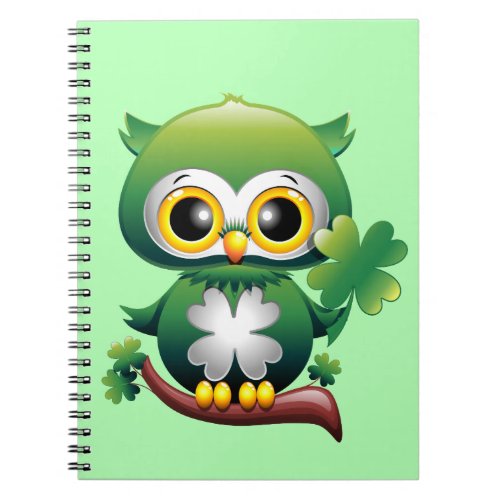 Baby Owl St Patrick Paddy Cartoon  Notebook