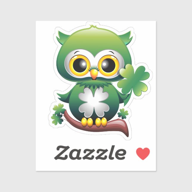 Baby Owl St Patrick Paddy Cartoon  Sticker (Sheet)
