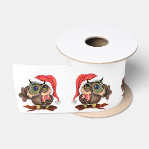 Baby Owl with Gift Christmas Gift Ribbon