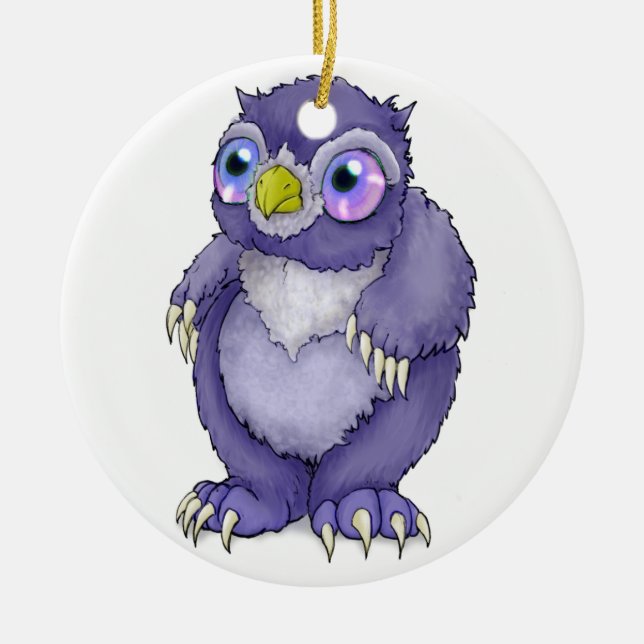 Baby Owlbear Ceramic Ornament (Front)