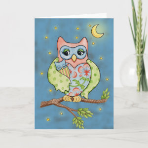 Baby Owlet and Mama Owl card