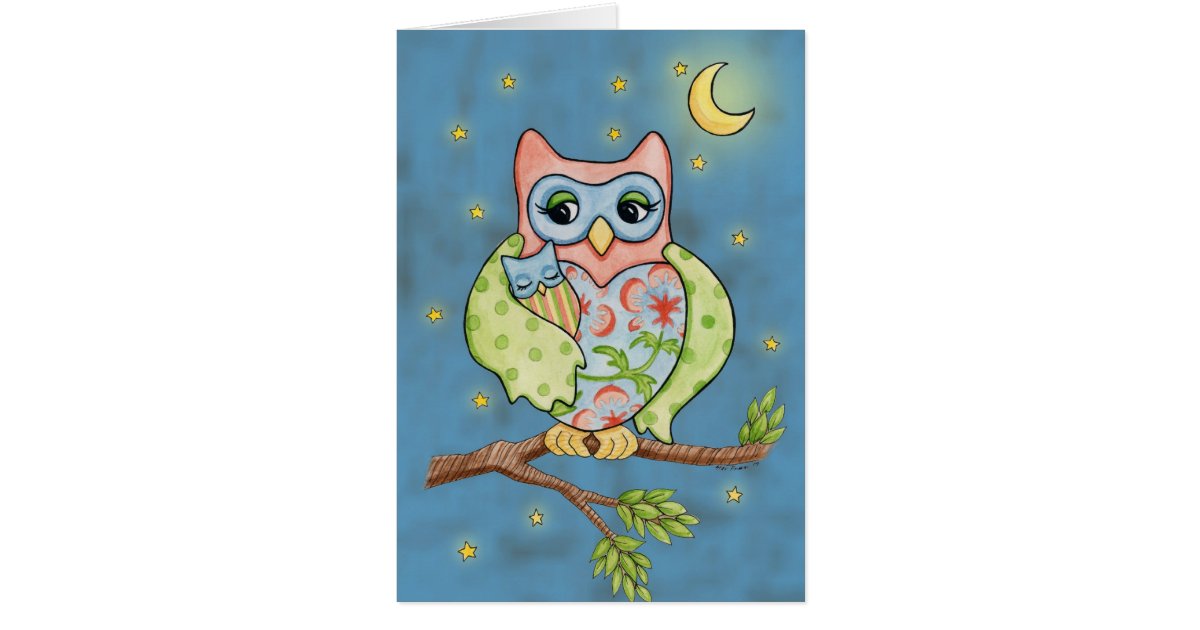 Baby Owlet and Mama Owl card | Zazzle.com
