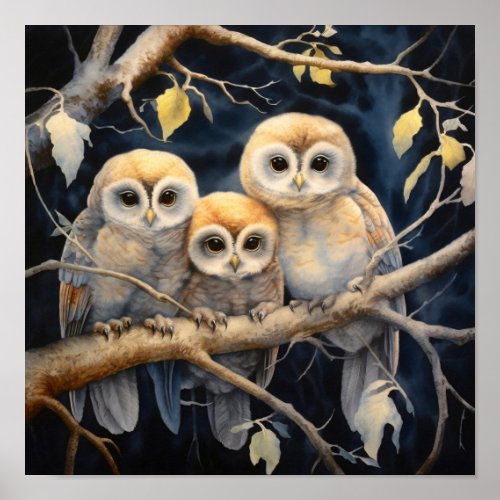 Baby Owls Art Print