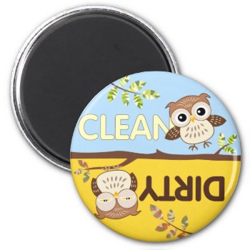 Baby Owls Clean Dirty Dishwasher Magnet by kazashiya at Zazzle