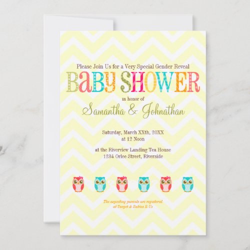 Baby Owls - Gender Reveal Baby Shower Invitation