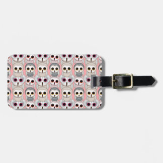 Baby Owls On Pale Pink Background Pattern Luggage Tag