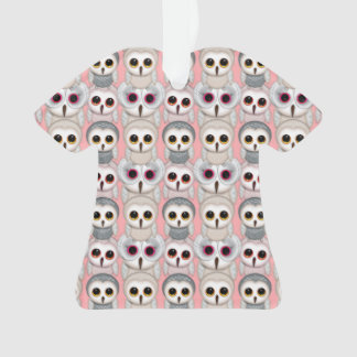 Baby Owls On Pale Pink Background Pattern Ornament