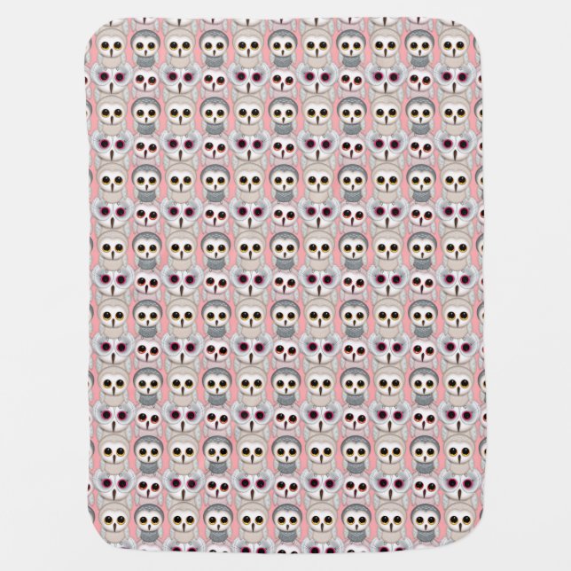 Baby Owls On Pale Pink Background Pattern Swaddle Blanket (Front)