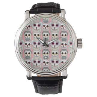 Baby Owls On Pale Pink Background Pattern Watch