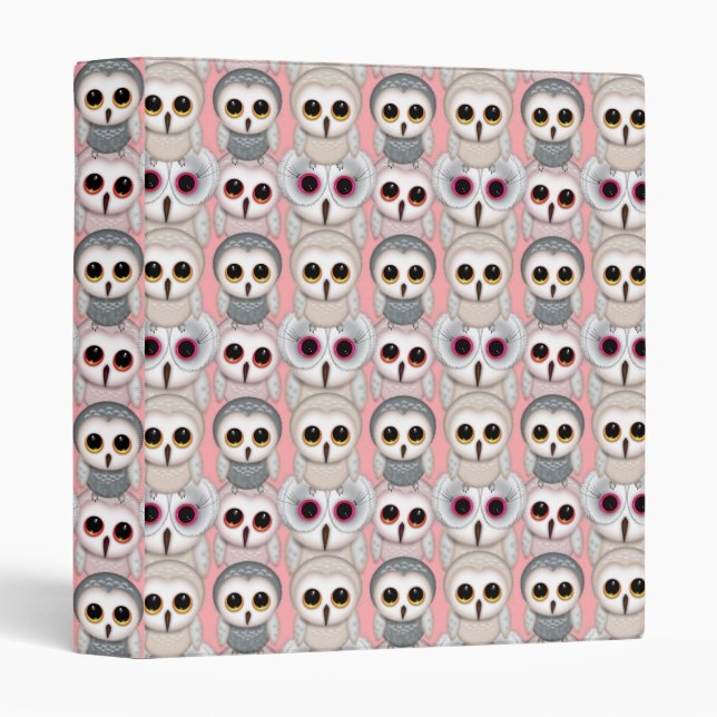 Baby Owls on Pink Pattern Binder (Front/Spine)