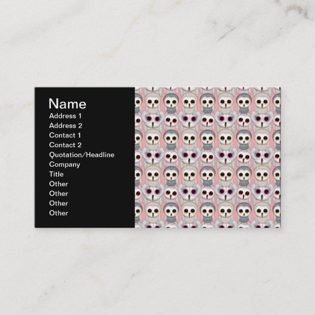 Baby Owls on Pink Pattern Business Card (Front)