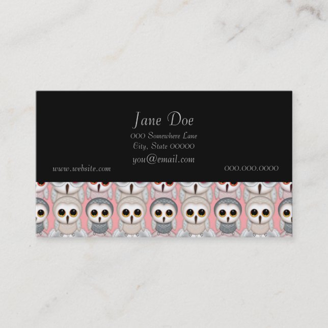 Baby Owls on Pink Pattern Business Card (Front)