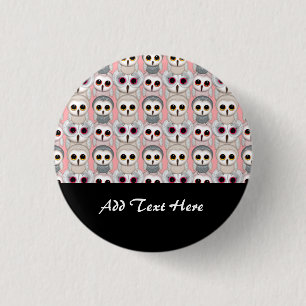 Baby Owls on Pink Pattern Button