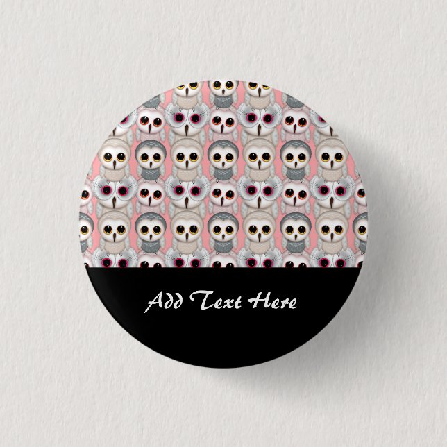 Baby Owls on Pink Pattern Button (Front)