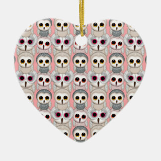 Baby Owls on Pink Pattern Ceramic Ornament