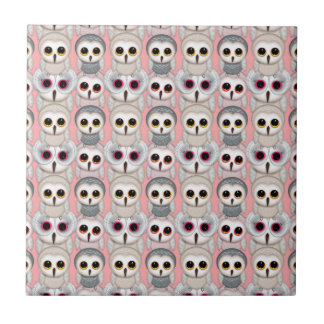 Baby Owls on Pink Pattern Ceramic Tile