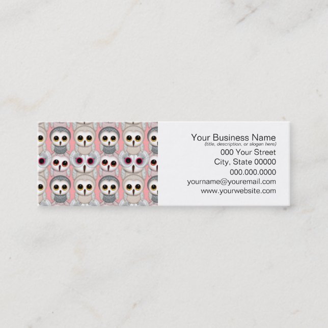 Baby Owls on Pink Pattern Mini Business Card (Front)