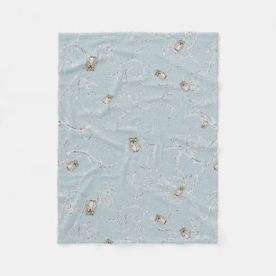 Baby Owls on Winter Snowy Limbs Fleece Blanket