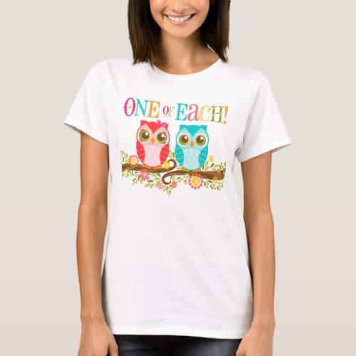 Baby Owls _ One of Each Twins _ Maternity Shirt