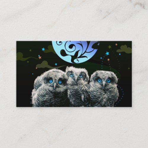 Baby Owls Under The Moonlight Business Cards